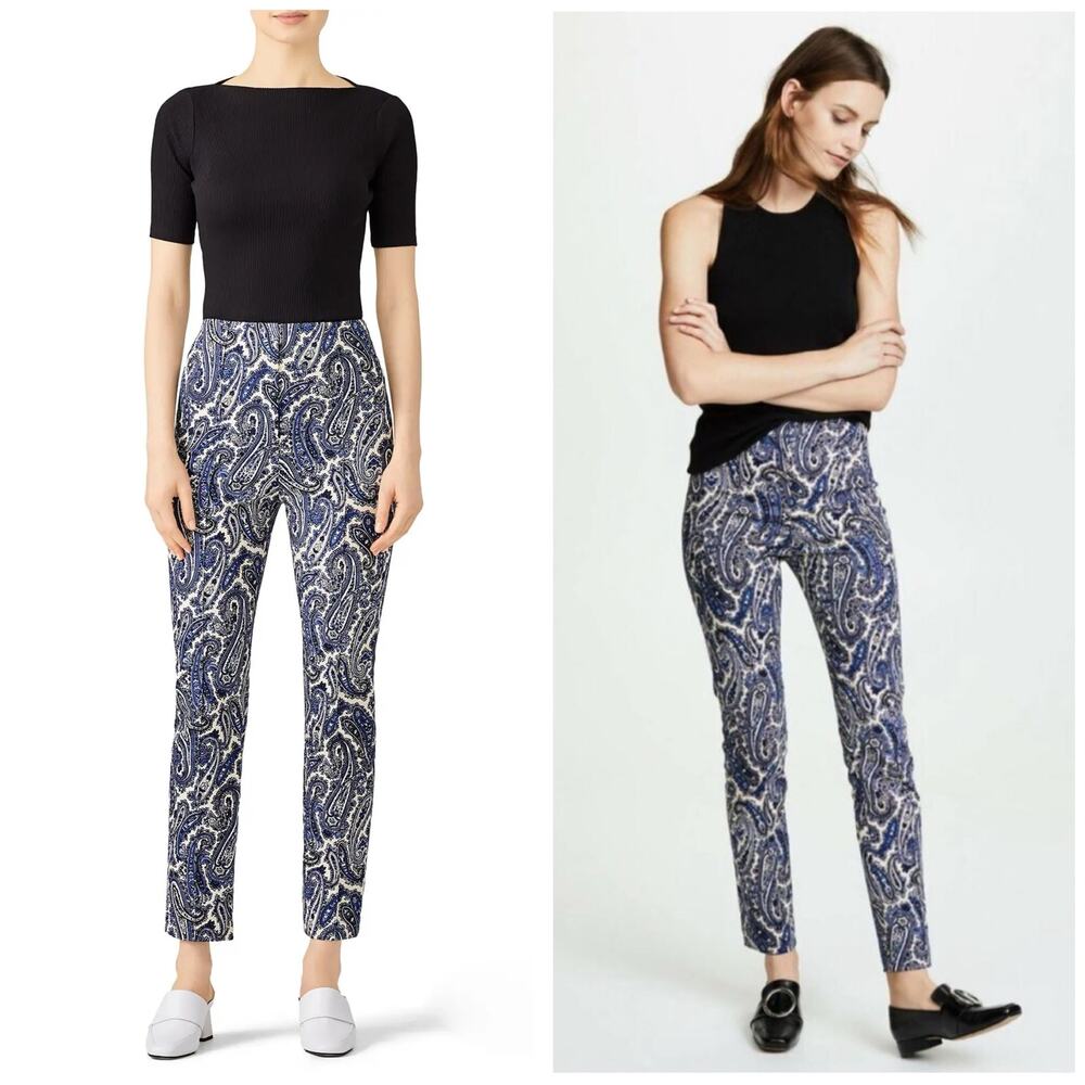 Diane Von Furstenberg Paisley Skinny Pant Size 4 Blue Bohemian Workwear Chic